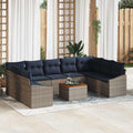 Conjunto de sofás de jardín 10 pcs Gris y azul marino