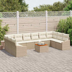 Conjunto de sofás de jardín 11 pcs Beige y Crema