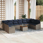 Conjunto de sofás de jardín 11 pcs Gris y azul marino