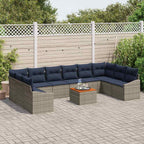 Conjunto de sofás de jardín 11 pcs Gris y azul marino