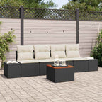 Conjunto de sofás de jardín 5 pcs Negro y crema ratán sintético