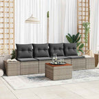Conjunto de sofás de jardín 5 pcs Gris ratán sintético