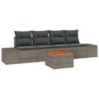 Conjunto de sofás de jardín 5 pcs Gris ratán sintético