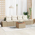 Conjunto de sofás de jardín 5 pcs Beige y Crema ratán sintético