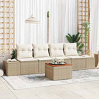 Conjunto de sofás de jardín 5 pcs Beige y Crema ratán sintético