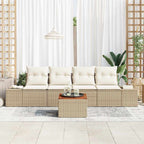 Conjunto de sofás de jardín 5 pcs Beige y Crema ratán sintético