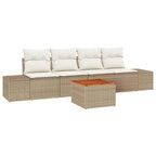 Conjunto de sofás de jardín 5 pcs Beige y Crema ratán sintético