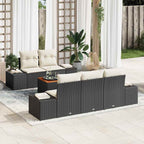 Conjunto de sofás de jardín 6 pcs Negro y crema ratán sintético