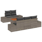 Conjunto de sofás de jardín 6 pcs Gris ratán sintético