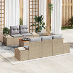 Conjunto de sofás de jardín 6 pcs Beige y Gris Claro