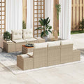 Conjunto de sofás de jardín 6 pcs Beige y Crema ratán sintético