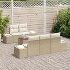 Conjunto de sofás de jardín 6 pcs Beige y Crema ratán sintético