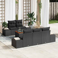 Conjunto de sofás de jardín 6 pcs Negro ratán sintético