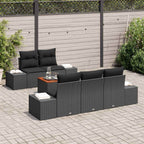Conjunto de sofás de jardín 6 pcs Negro ratán sintético