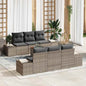 Conjunto de sofás de jardim 7 pcs Bege e Creme vime sintético