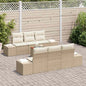 Conjunto de sofás de jardim 7 pcs Bege e Creme vime sintético