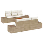 Conjunto de sofás de jardín 7 pcs Beige y Crema ratán sintético
