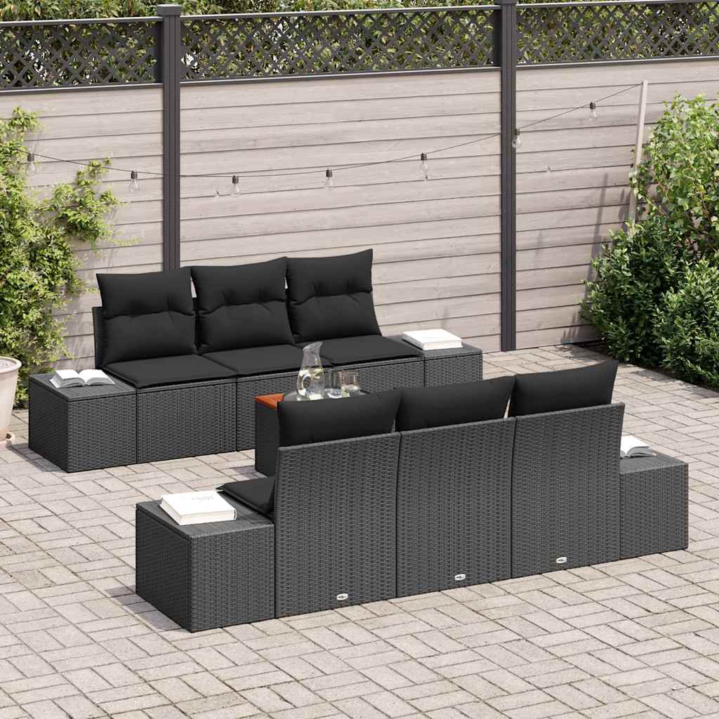 Conjunto de sofás de jardín 7 pcs Beige y Crema ratán sintético