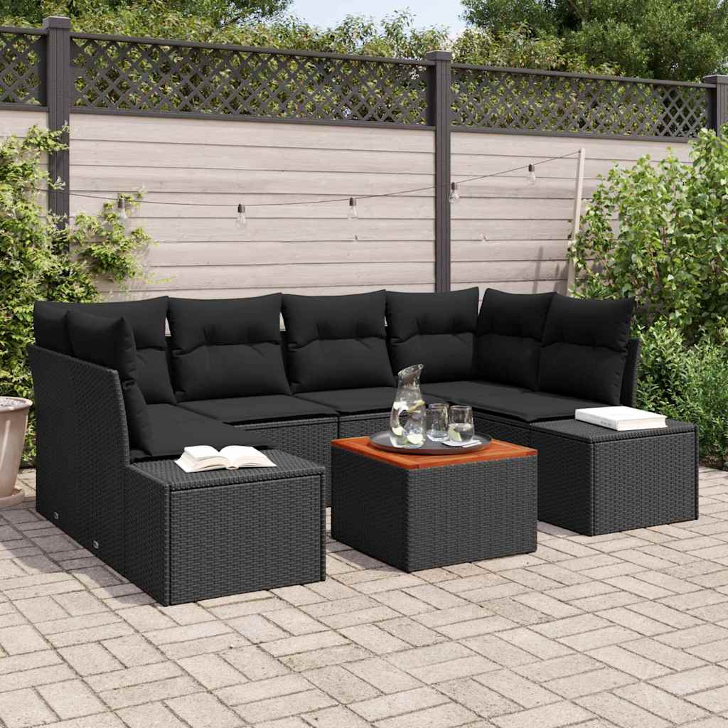 Conjunto de sofás de jardín 7 pcs Beige y Crema ratán sintético