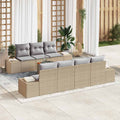 Conjunto de sofás de jardín 8 pcs Beige y Gris Claro