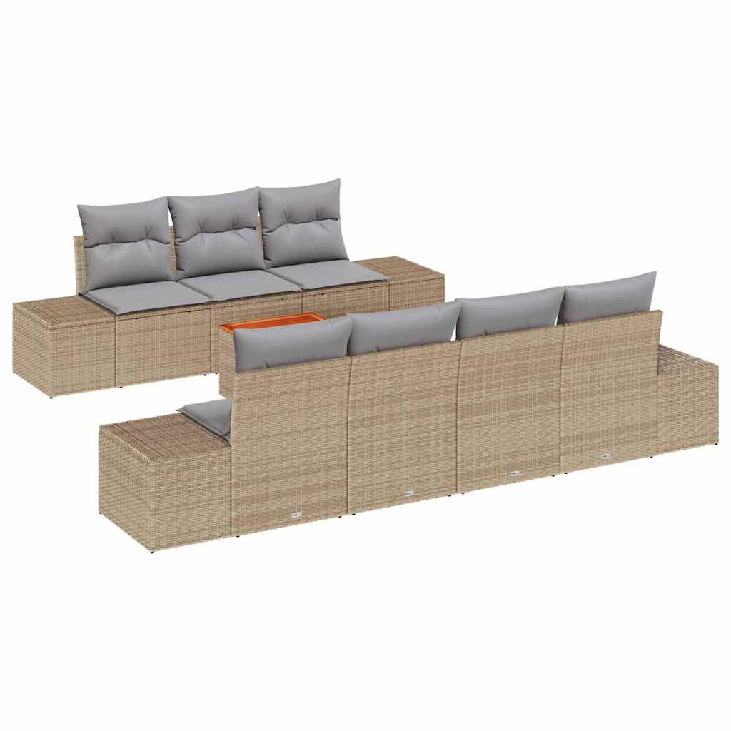Conjunto de sofás de jardín 8 pcs Beige y Gris Claro