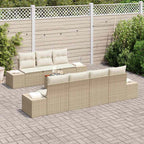 Conjunto de sofás de jardín 8 pcs Beige y Crema ratán sintético