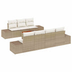 Conjunto de sofás de jardín 8 pcs Beige y Crema ratán sintético