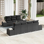 Conjunto de sofás de jardín 8 pcs Negro ratán sintético