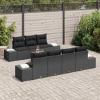 Conjunto de sofás de jardín 8 pcs Negro ratán sintético
