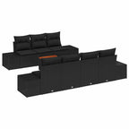 Conjunto de sofás de jardín 8 pcs Negro ratán sintético