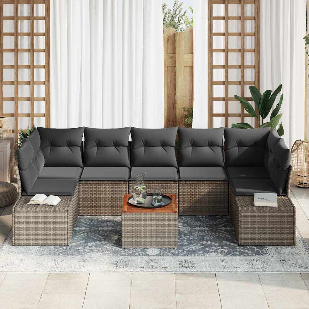 Conjunto de sofás de jardín 8 pcs Beige y Crema ratán sintético