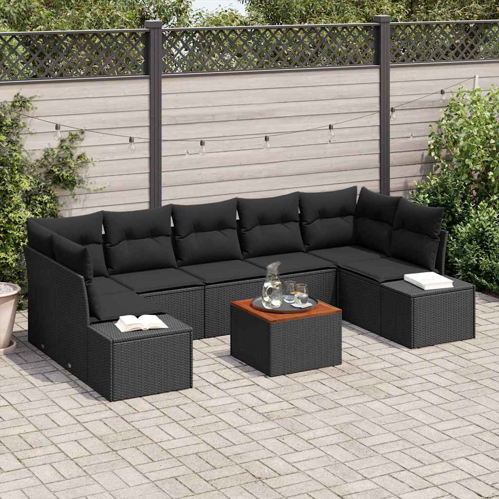 Conjunto de sofás de jardín 8 pcs Beige y Crema ratán sintético