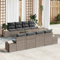Conjunto de sofás de jardim 9 peças Bege e Creme vime sintético