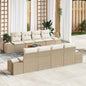 Conjunto de sofás de jardim 9 peças Bege e Creme vime sintético