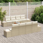 Conjunto de sofás de jardín 9 pcs Beige y Crema ratán sintético