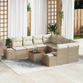 Conjunto de sofás de jardín 9 pcs Beige y Crema ratán sintético