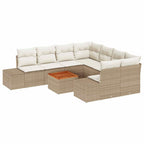 Conjunto de sofás de jardín 9 pcs Beige y Crema ratán sintético