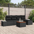 Conjunto de sofás de jardín 6 pcs Negro ratán sintético