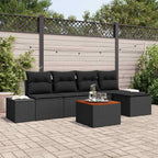 Conjunto de sofás de jardín 6 pcs Negro ratán sintético