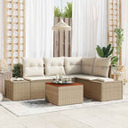 Conjunto de sofás de jardín 5 pcs Beige y Crema ratán sintético