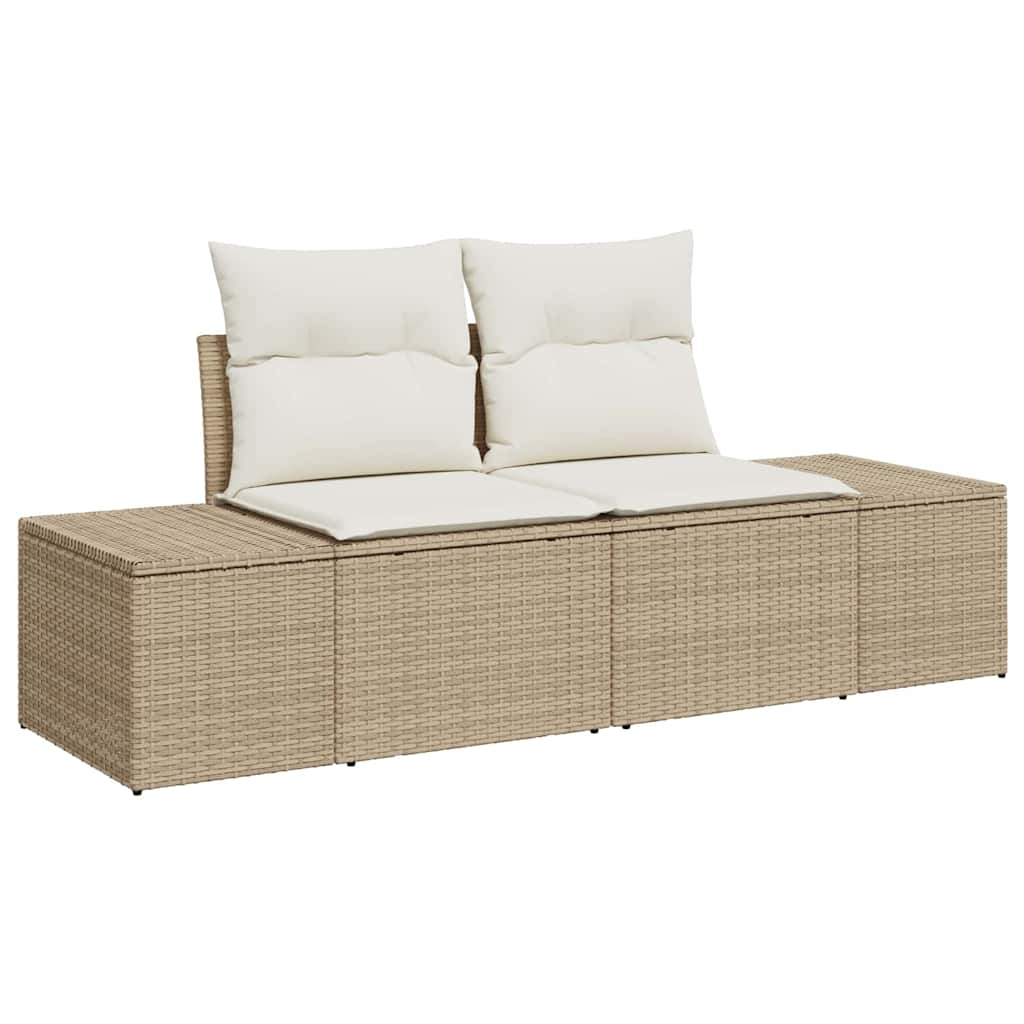 Conjunto de sofás de jardín 5 pcs Beige y Crema ratán sintético