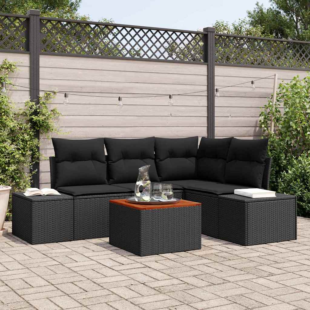 Conjunto de sofás de jardín 5 pcs Beige y Crema ratán sintético