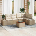 Conjunto de sofás de jardín 6 pcs Beige y Crema ratán sintético