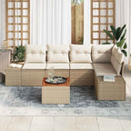 Conjunto de sofás de jardín 6 pcs Beige y Crema ratán sintético