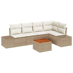 Conjunto de sofás de jardín 6 pcs Beige y Crema ratán sintético