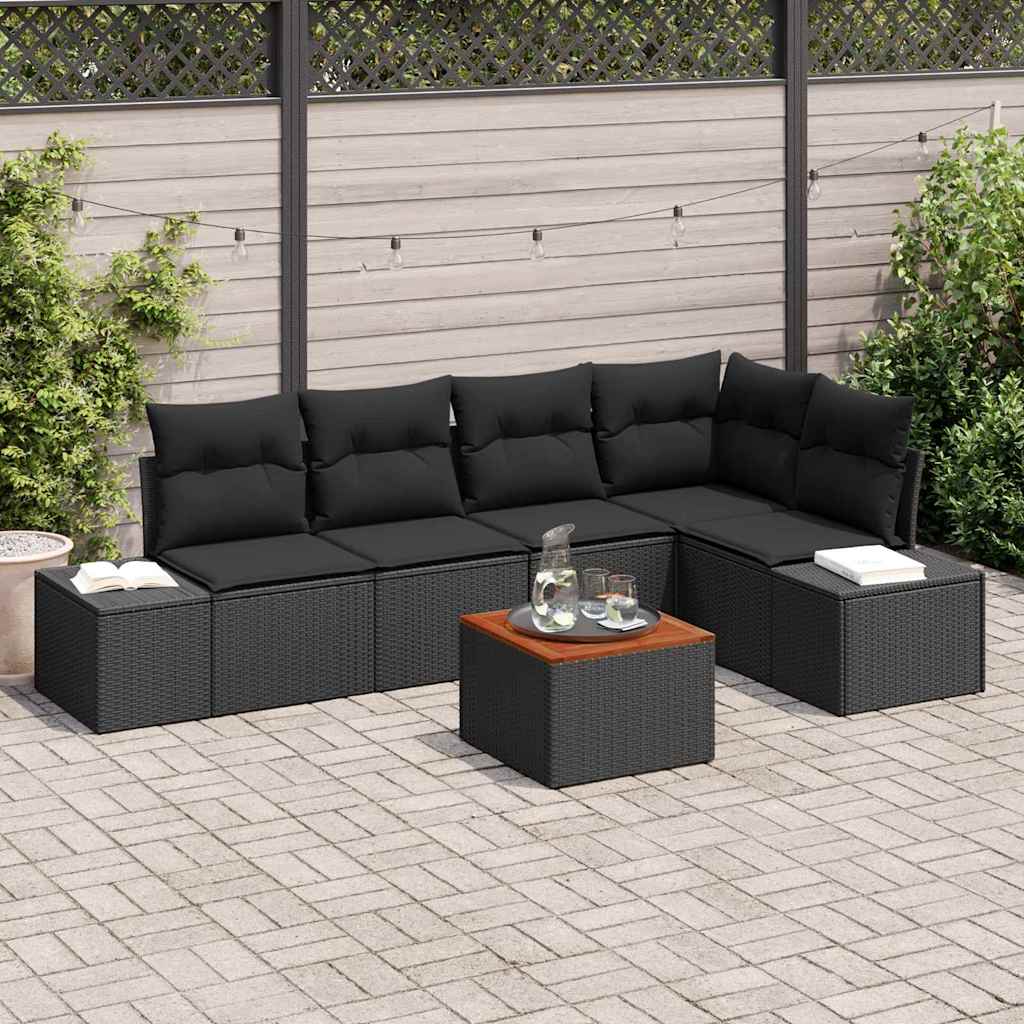 Conjunto de sofá de jardim 6 peças Bege e Creme vime sintético