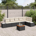 Conjunto de sofás de jardín 7 pcs Negro y crema ratán sintético