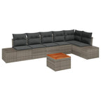 Conjunto de sofás de jardín 7 pcs Gris ratán sintético