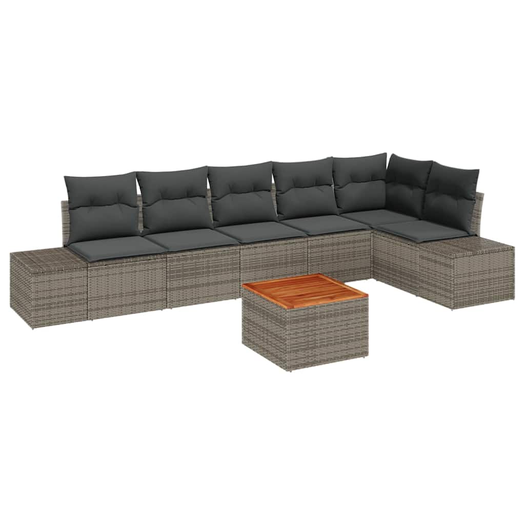 Conjunto de sofás de jardín 7 pcs Gris ratán sintético