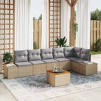 Conjunto de sofás de jardín 7 pcs Beige y Gris Claro